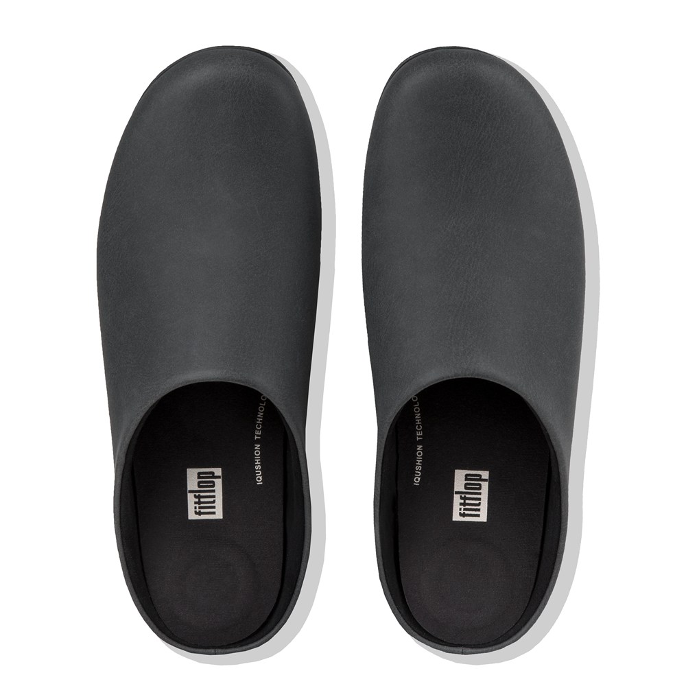 Fitflop Man Slippers Black - Shove Leather Mule - VT2159043